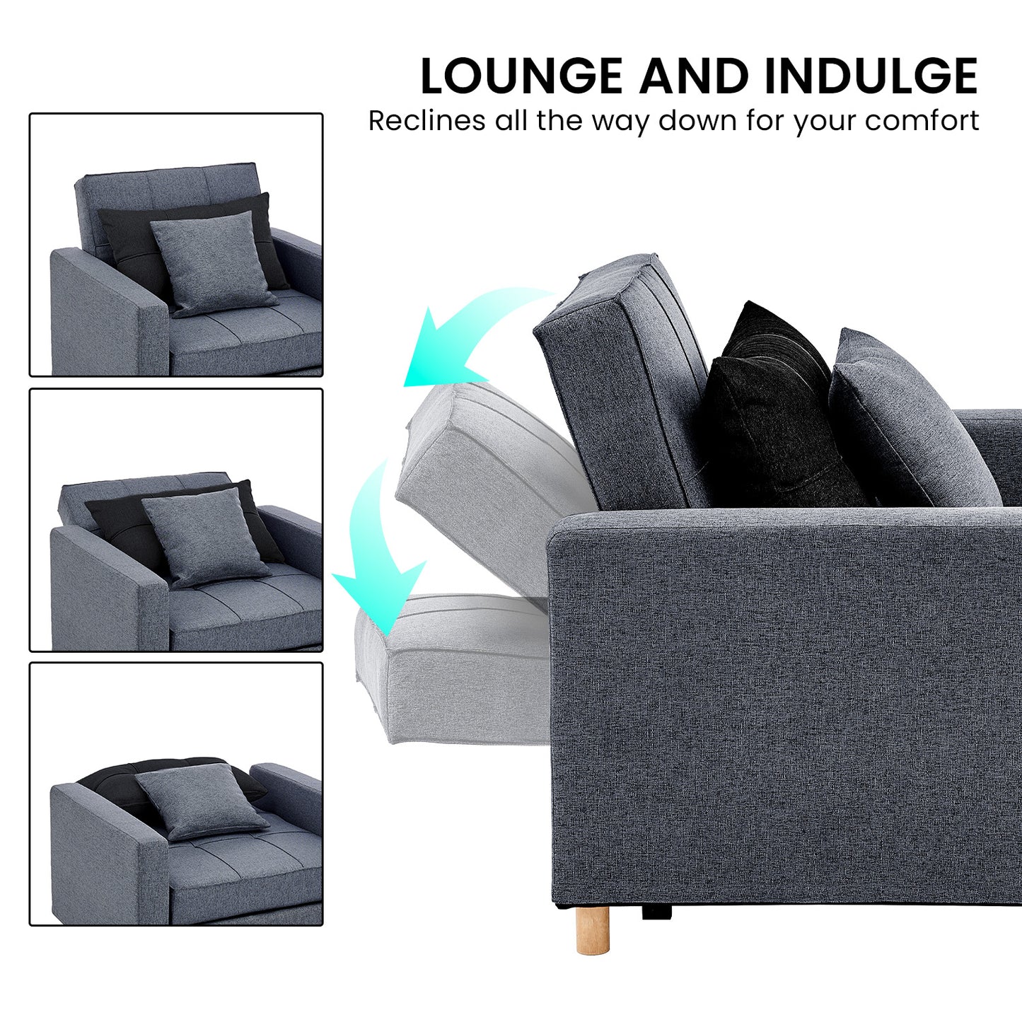 Suri 3-in-1 Convertible Lounge Chair Bed by Sarantino - Blue