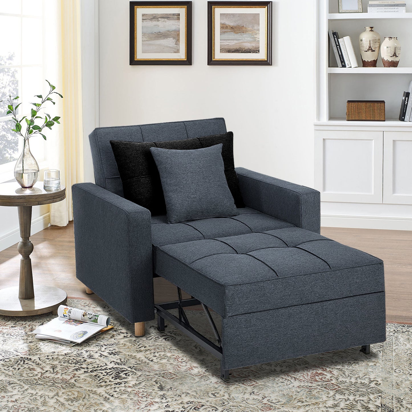 Suri 3-in-1 Convertible Lounge Chair Bed by Sarantino - Blue
