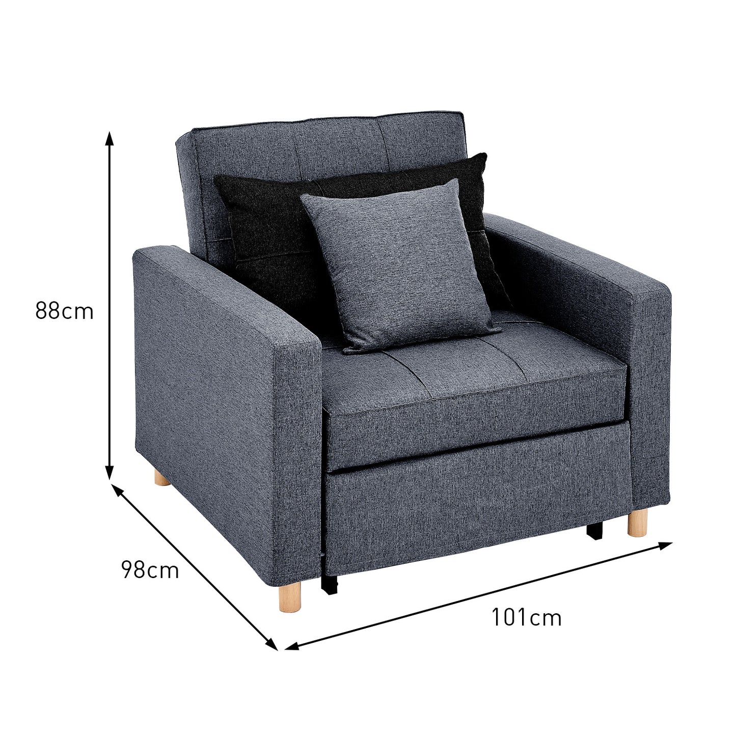 Suri 3-in-1 Convertible Lounge Chair Bed by Sarantino - Blue
