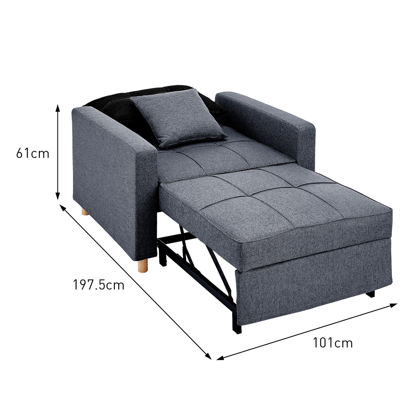 Suri 3-in-1 Convertible Lounge Chair Bed by Sarantino - Blue