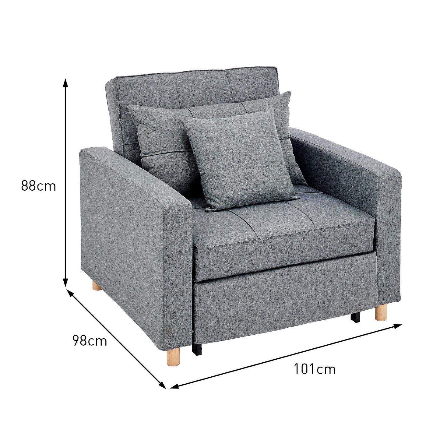Suri 3-in-1 Convertible Sofa Chair Bed by Sarantino - Grey