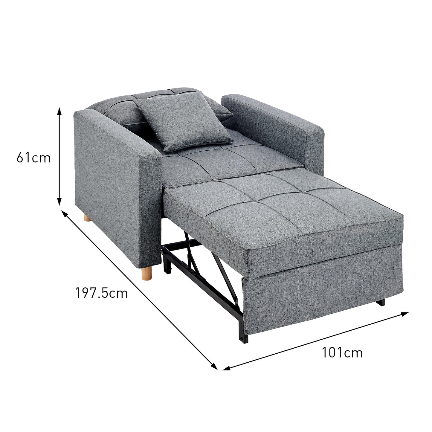 Suri 3-in-1 Convertible Sofa Chair Bed by Sarantino - Grey