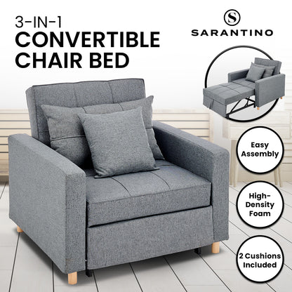 Suri 3-in-1 Convertible Sofa Chair Bed by Sarantino - Grey