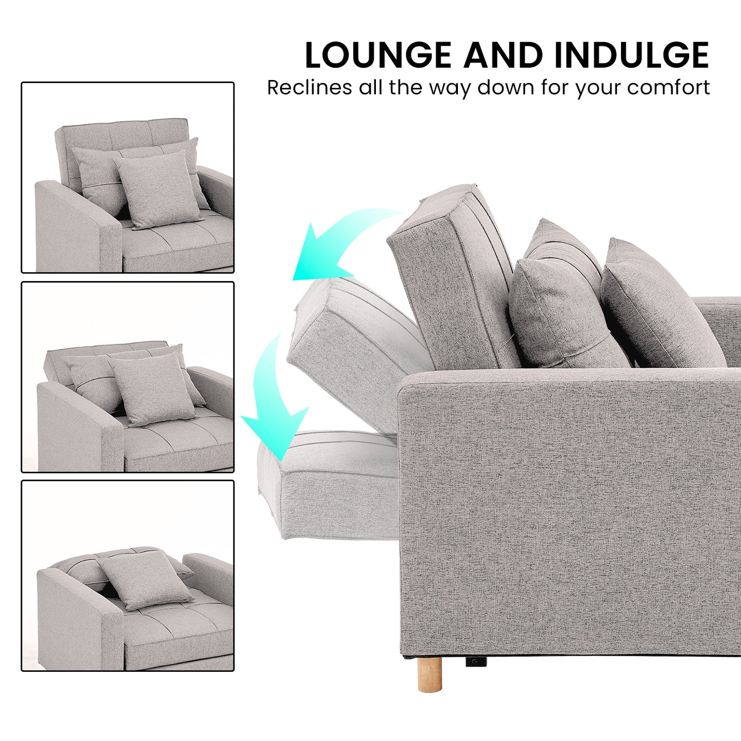 Suri 3-in-1 Convertible Sofa Chair Bed by Sarantino - Khaki