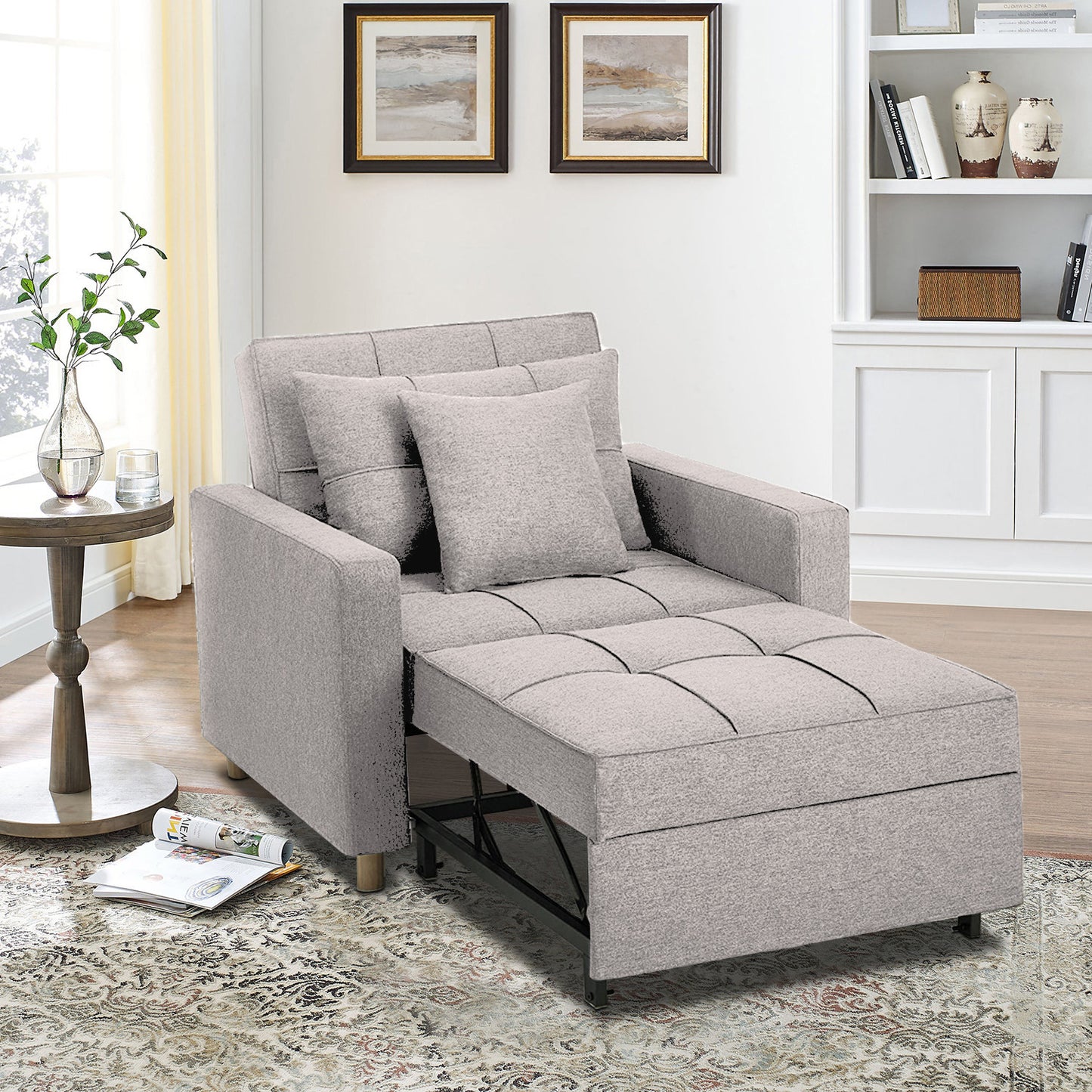 Suri 3-in-1 Convertible Sofa Chair Bed by Sarantino - Khaki