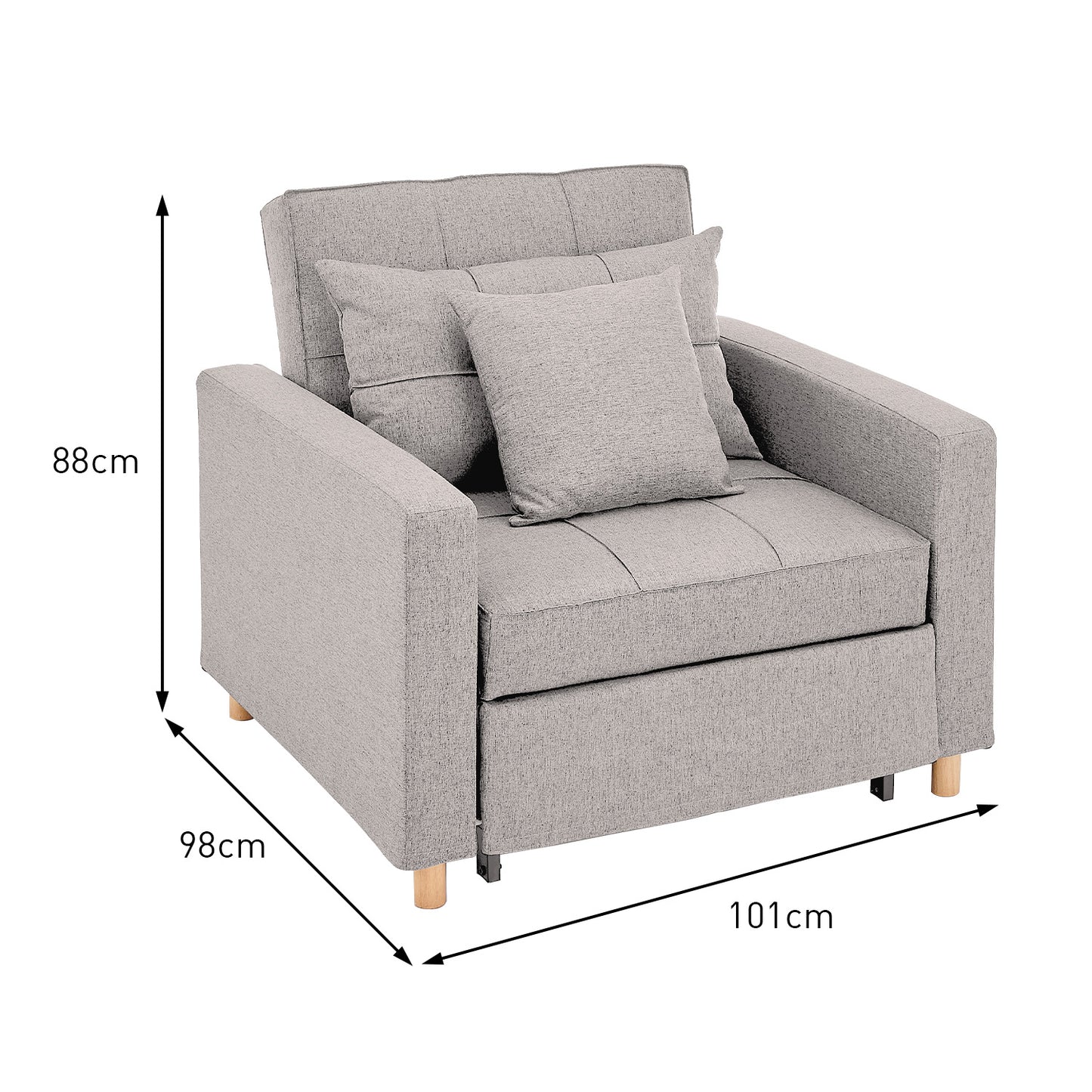 Suri 3-in-1 Convertible Sofa Chair Bed by Sarantino - Khaki
