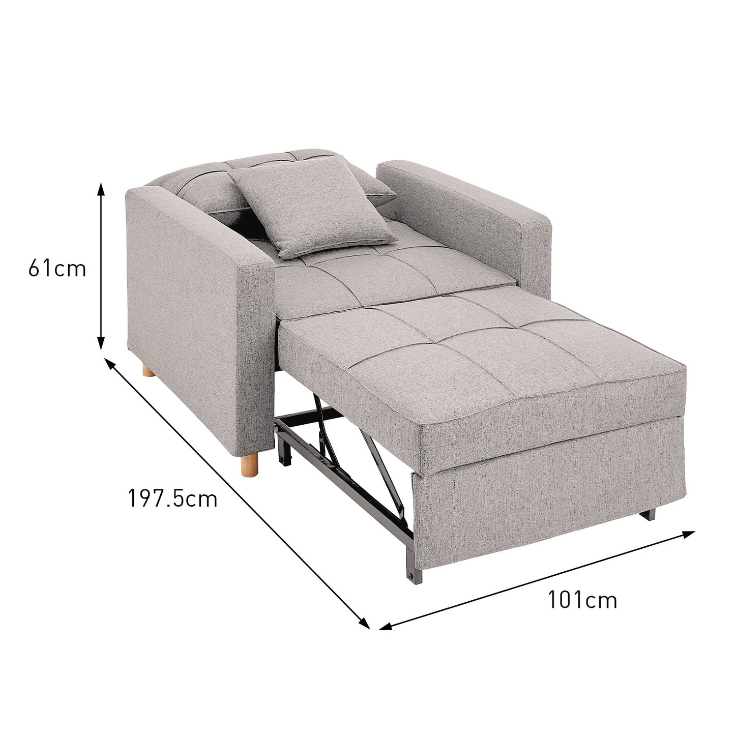 Suri 3-in-1 Convertible Sofa Chair Bed by Sarantino - Khaki