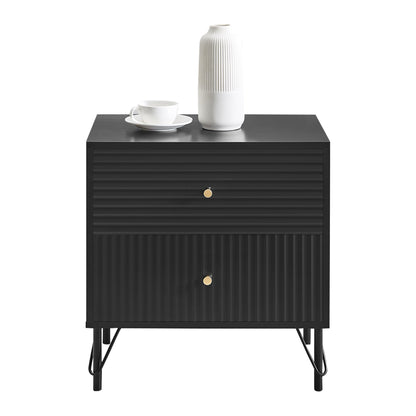 Sarantino Diego Bedside Table Night Stand with 2 Drawers - Black