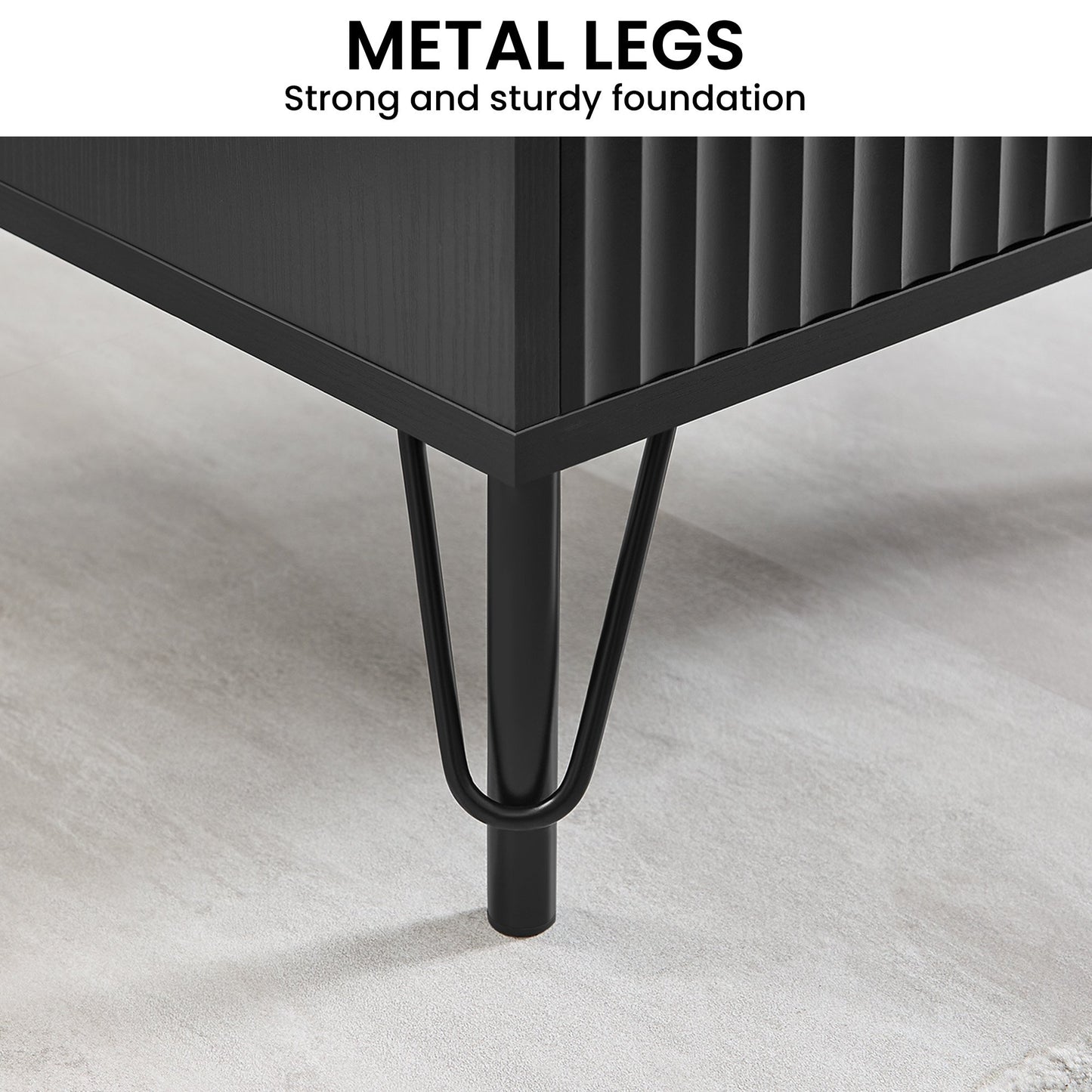 Sarantino Diego Bedside Table Night Stand with 2 Drawers - Black