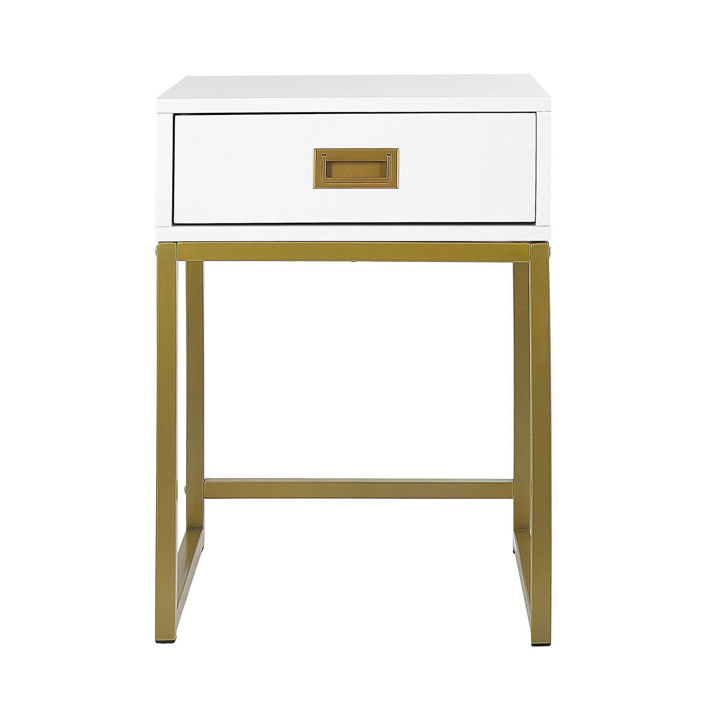 Sarantino Emilia Bedside Table Night Stand - White/Gold