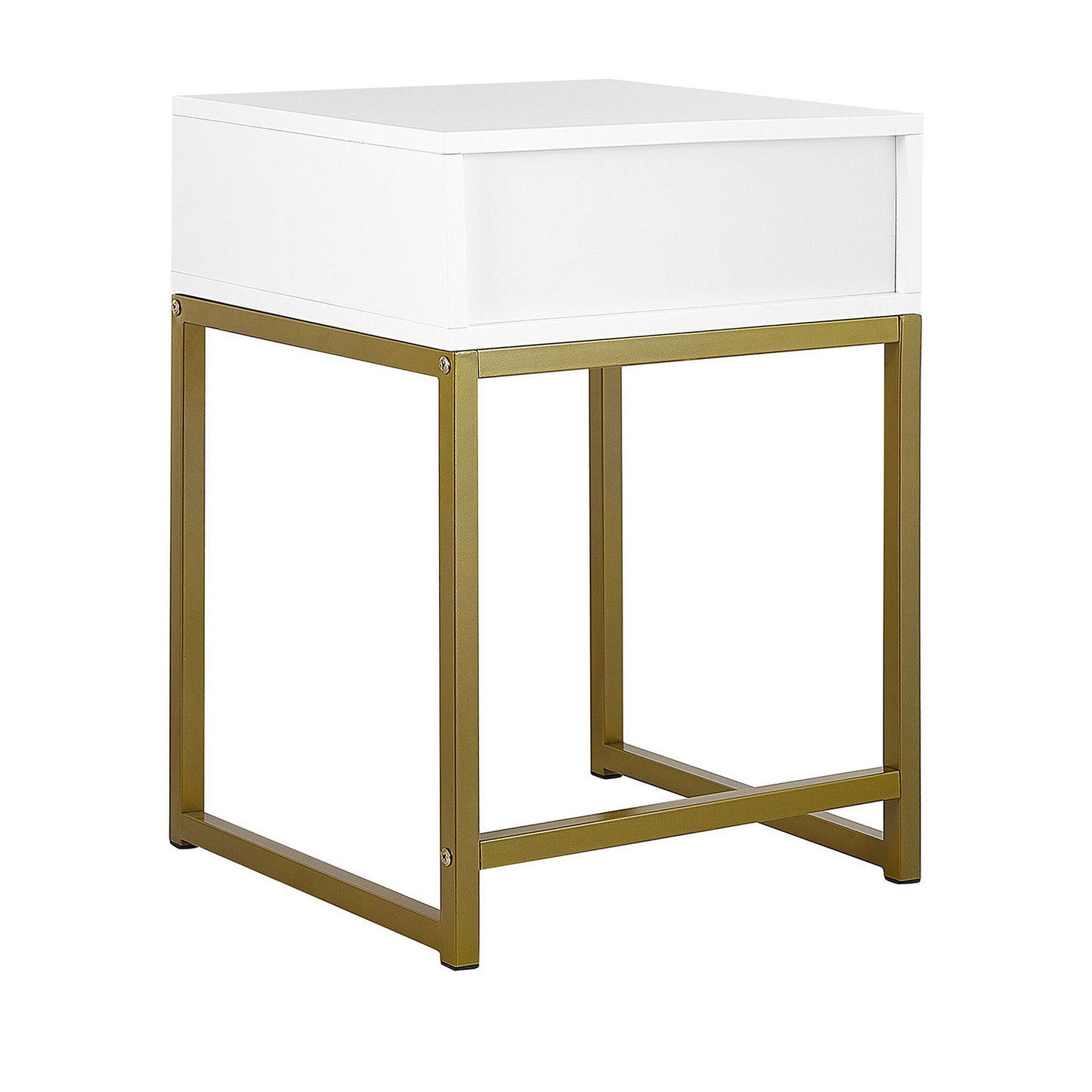 Sarantino Emilia Bedside Table Night Stand - White/Gold