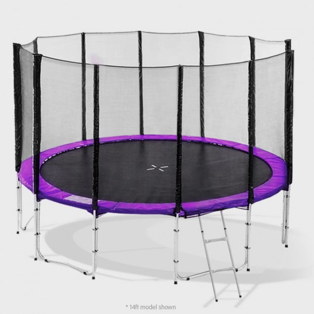 8ft Round Trampoline Free Safety Net pad mat ladder shoe Tidy Purple