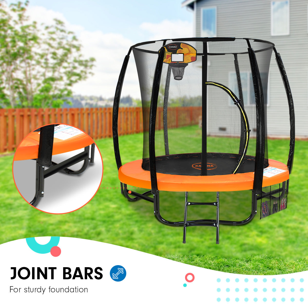 Kahuna Trampoline 6ft with Basketball set - Orange