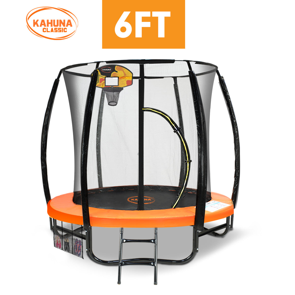 Kahuna Trampoline 6ft with Basketball set - Orange