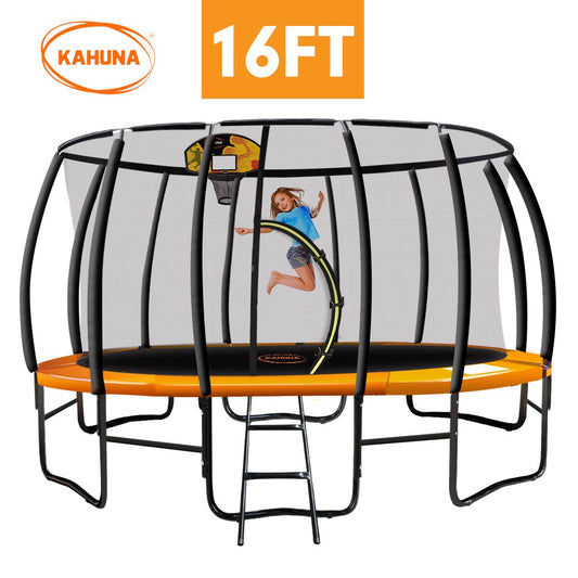 Kahuna Trampoline 14 ft with Basketball set - Orange