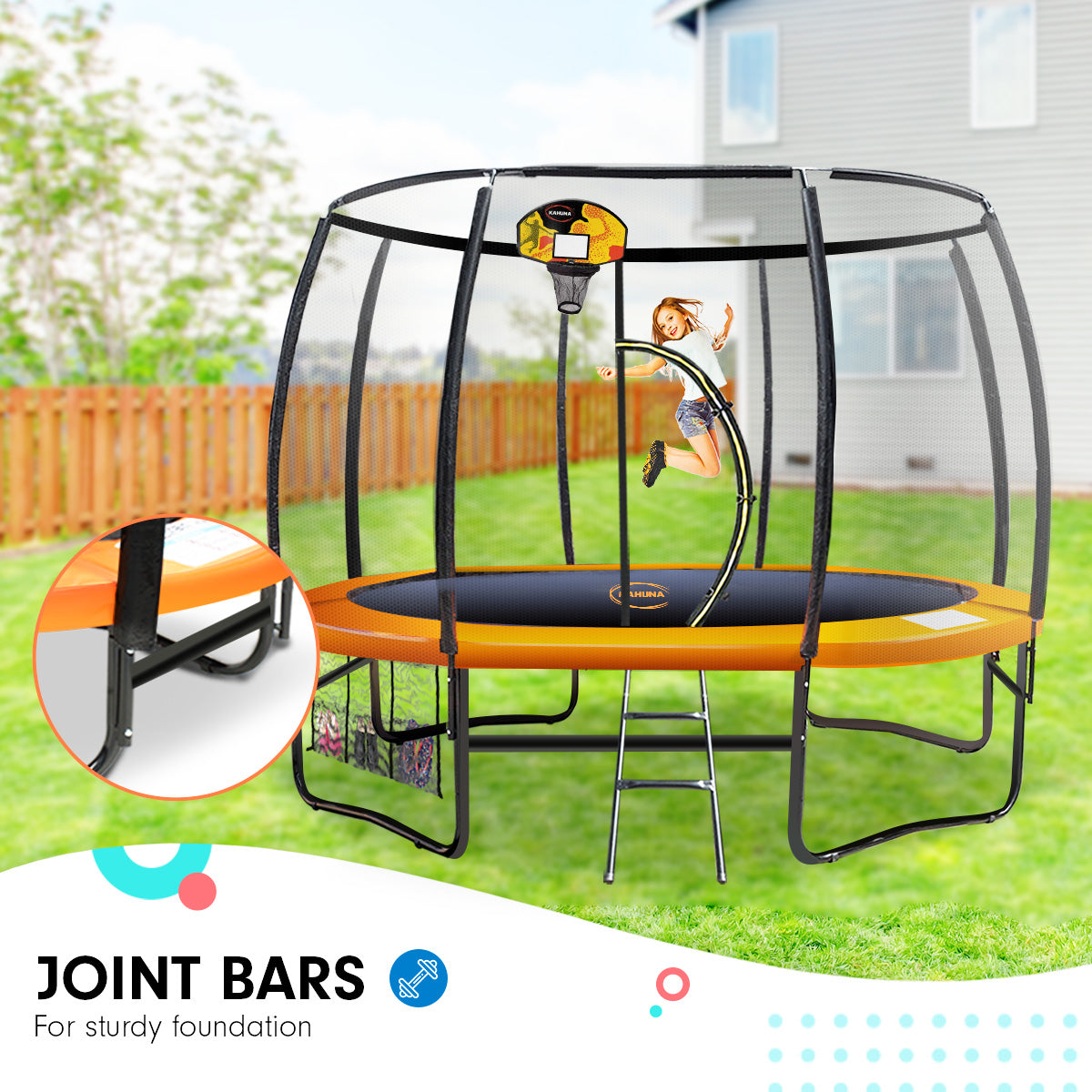 Kahuna 10ft Springless Trampoline with Basketball Set