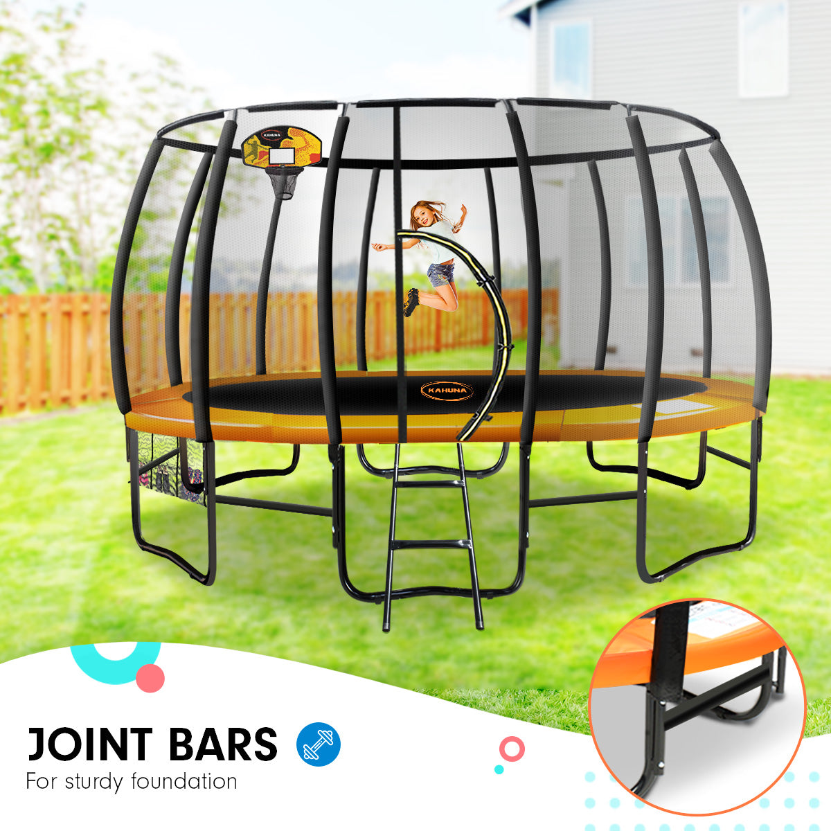 Kahuna 12ft Springless Trampoline with Basketball Set