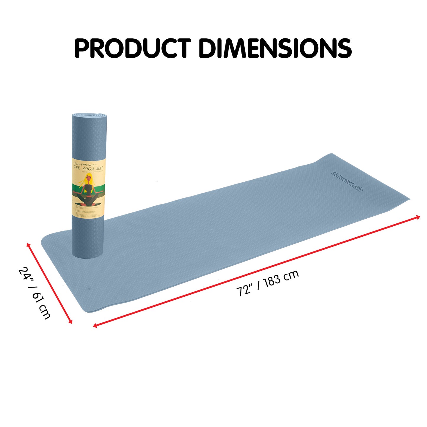 Powertrain Eco-Friendly TPE Yoga Pilates Exercise Mat 6mm - Sky Blue