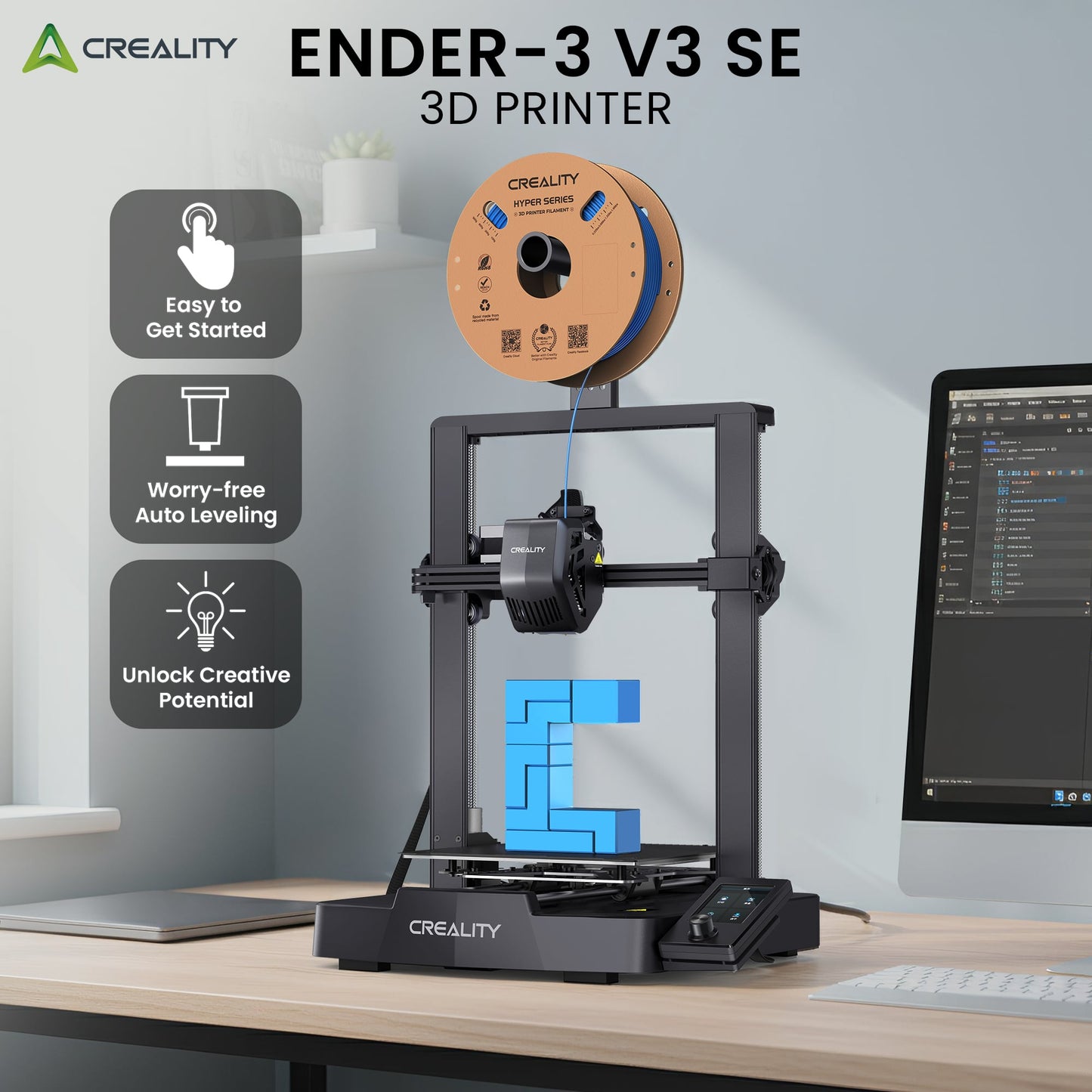Creality Ender 3 V3 SE 3D Printer, 250mm/s Printing Speed FDM, Auto Levelling