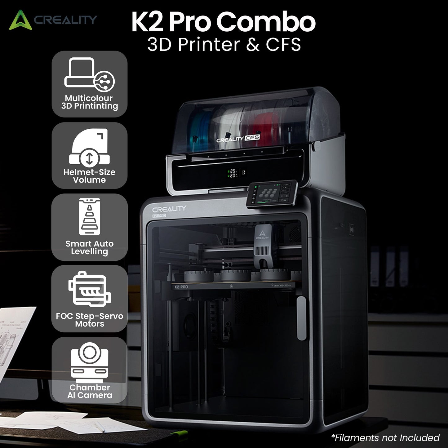 Creality K2 Pro Combo 3D Printer, Multicolor Color Printing with CFS