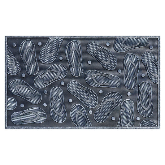 Door Mat Deluxe Rubber Metallic Silver Thongs 45 x 75 cm Doormat