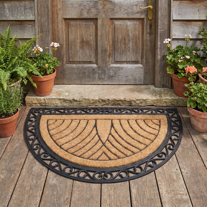 Heavy Duty Half Moon Door Mat 76 x 120 cm Large Low Profile Slimline Weatherproof Outdoor Entrance Scraper Doormat