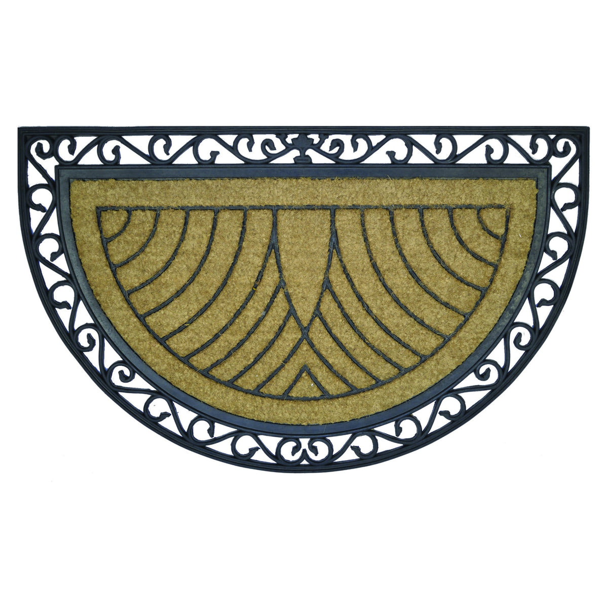 Heavy Duty Half Moon Door Mat 76 x 120 cm Large Low Profile Slimline Weatherproof Outdoor Entrance Scraper Doormat