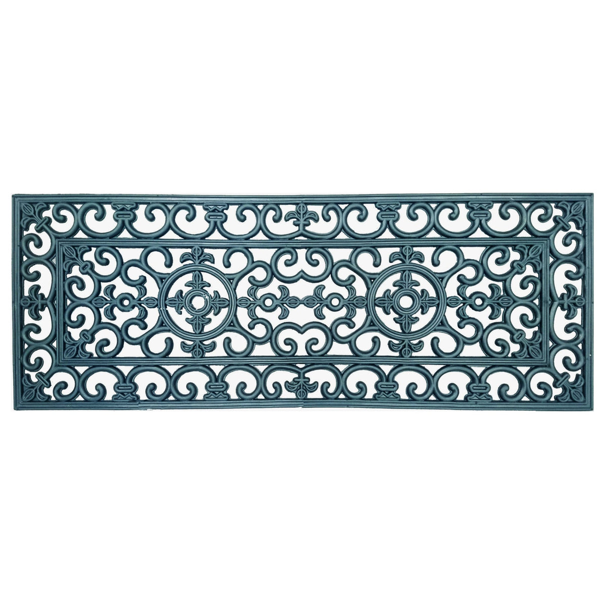 Extra Wide Rubber Door Mat 45 x 120cm Heavy Duty Outdoor Filigree Entrance Mat Slimline Low Profile Dirt Scraper