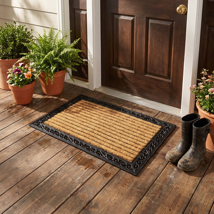 Large Heavy Duty Door Mat 75 x 120 cm Low Profile Ribbed Indoor Outdoor Weatherproof Dirt Trapper Entrance Doormat