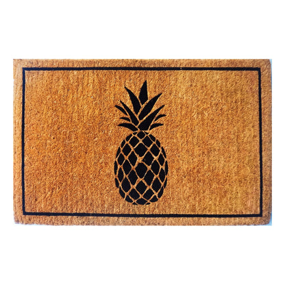 Natural Coir Door Mat 50 x 80 cm Black Pineapple Hand Woven Coconut Fibre Heavy Duty Front Entrance Welcome Doormat