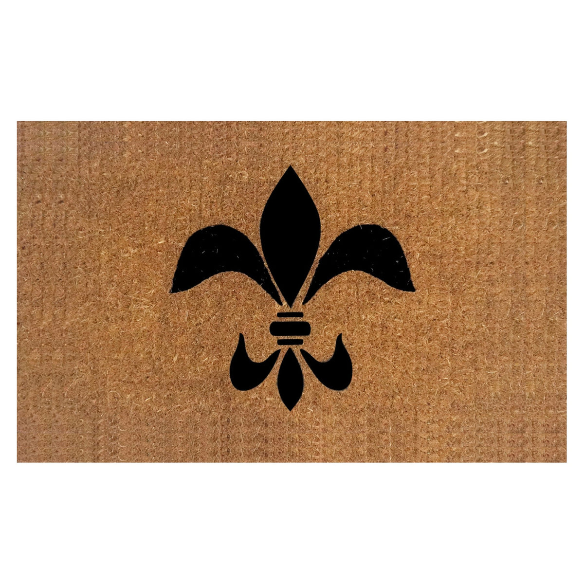 Fleur De Lis Coir Door Mat 50 x 80 cm Natural Coconut Fibre Handwoven Heavy Duty Outdoor Entrance Welcome Doormat