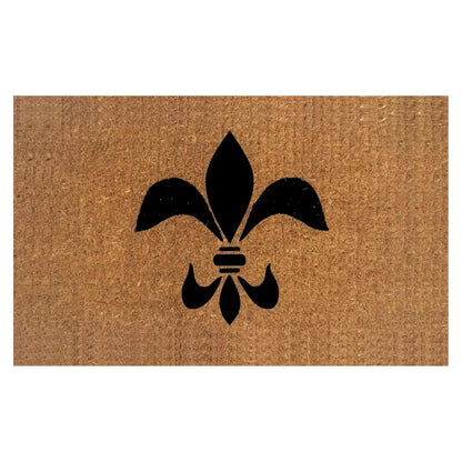 Fleur De Lis Coir Door Mat 50 x 80 cm Natural Coconut Fibre Handwoven Heavy Duty Outdoor Entrance Welcome Doormat