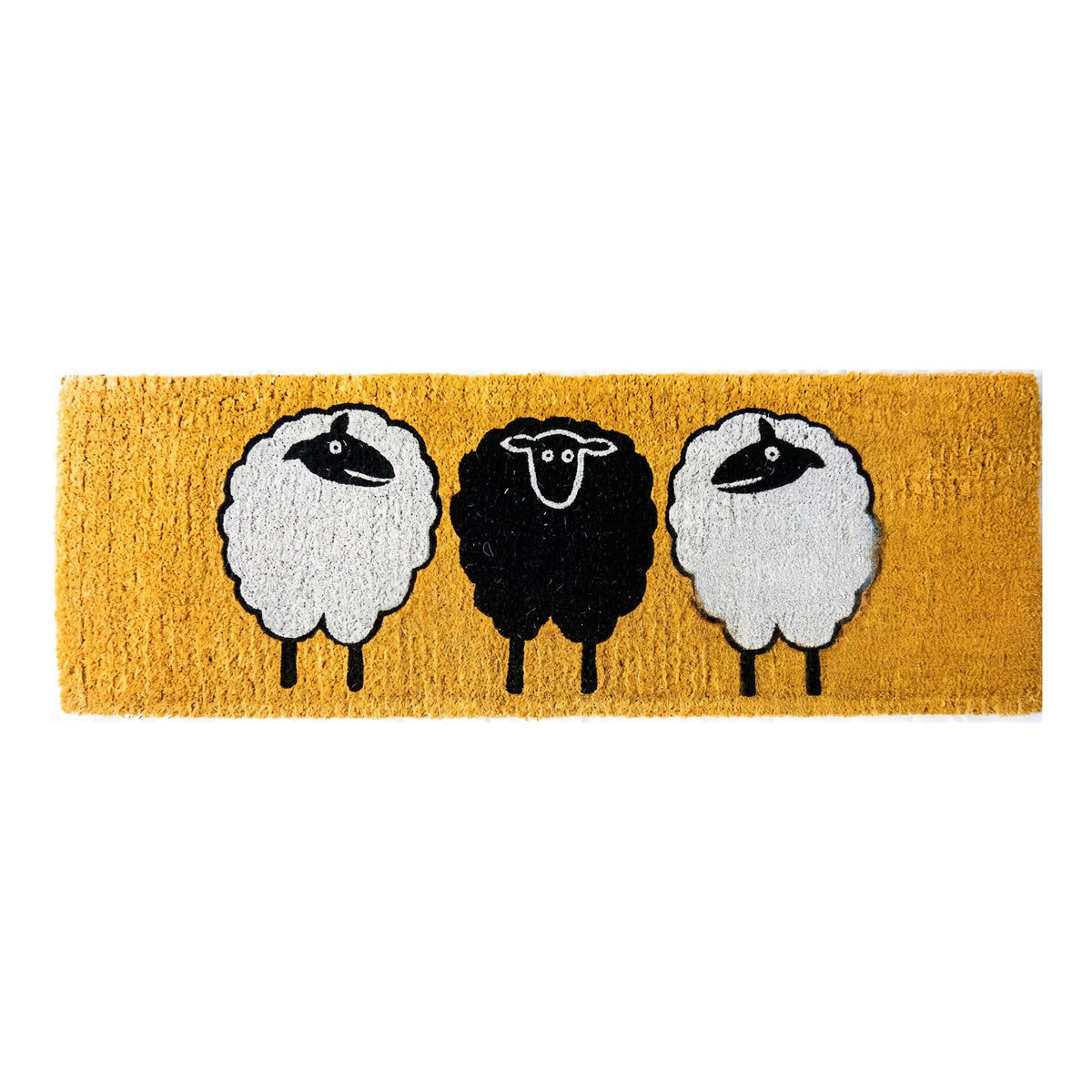 Extra Wide Coir Doormat 3 Sheep 39 x 119 cm Natural Coconut Fibre Handwoven Front Door Outdoor Entrance Scraper Mat