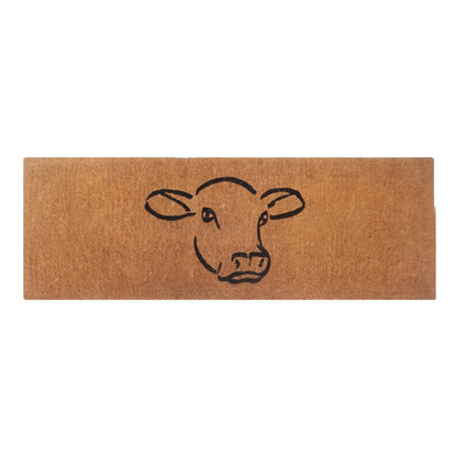 Wide Cow Face Coir Door Mat 39 x 119 cm Large Natural Coconut Fibre Outdoor Entrance Doormat Heavy Duty Scraper Rug