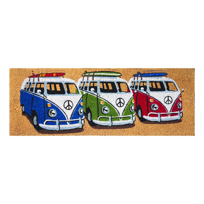 Wide Coir Door Mat 39 x 119 cm Kombi Van Surf Coastal Natural Coconut Fibre Heavy Duty Outdoor Entrance Doormat