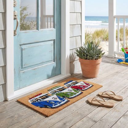 Wide Coir Door Mat 39 x 119 cm Kombi Van Surf Coastal Natural Coconut Fibre Heavy Duty Outdoor Entrance Doormat