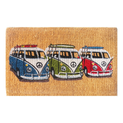 Handwoven Natural Coir Doormat 50x80cm Kombi Van Surf Coastal Front Door Mat Coconut Fibre Outdoor Entrance Rug