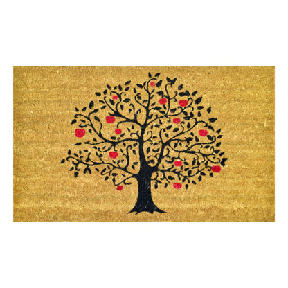 Apple Tree Natural Coir Door Mat 45 x 75 cm Slimline Low Profile Non-Slip Latex Backed Indoor Outdoor Entrance Doormat