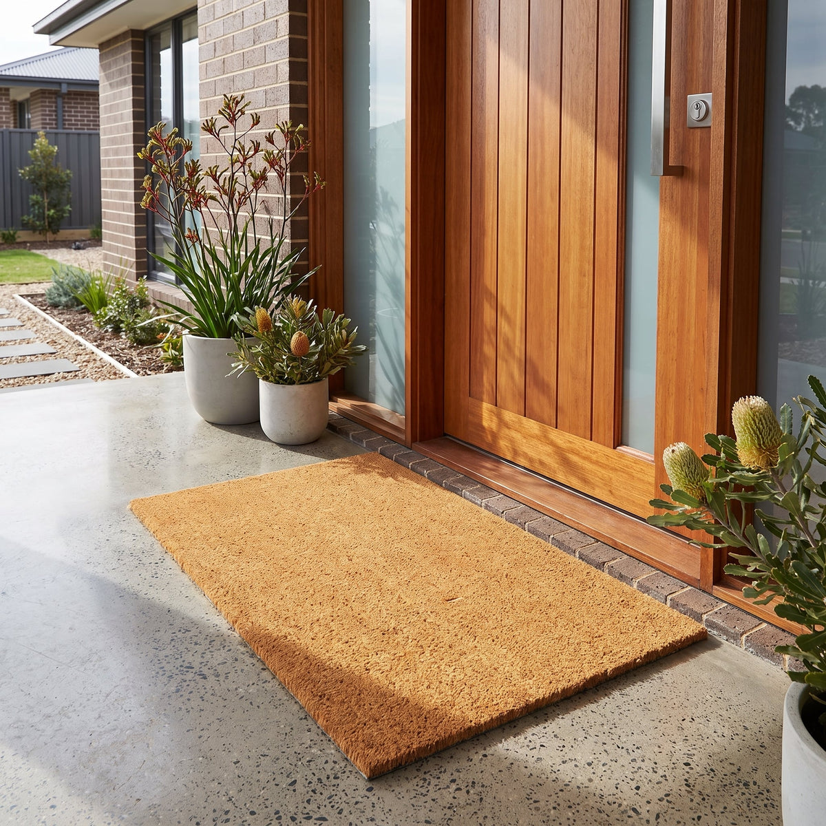 Natural Coir Doormat 50 x 80 cm, Slimline Low Clearance Latex Backed Front Door Entrance Mat