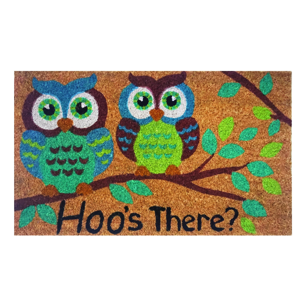 Owl Birds Coir Doormat 45 x 75cm Non-Slip Latex Backed Low Profile Front Door Entrance Welcome Dirt Scraper Mat