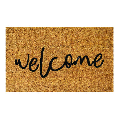 Natural Coir Welcome Door Mat 45 x 75 cm - Slim Low Clearance Front Door Entrance Mat with Non-Slip Latex Backing