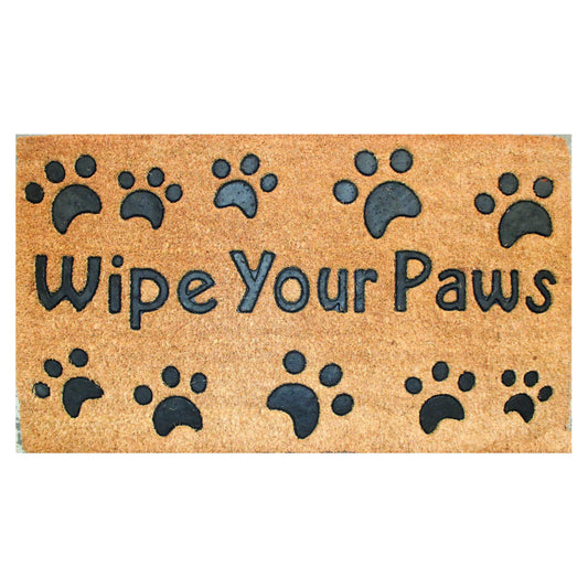 Door Mat Deluxe Coir Back Embossed Paws Dog Cat Puppy Kitten 40 x 70 cm Doormat