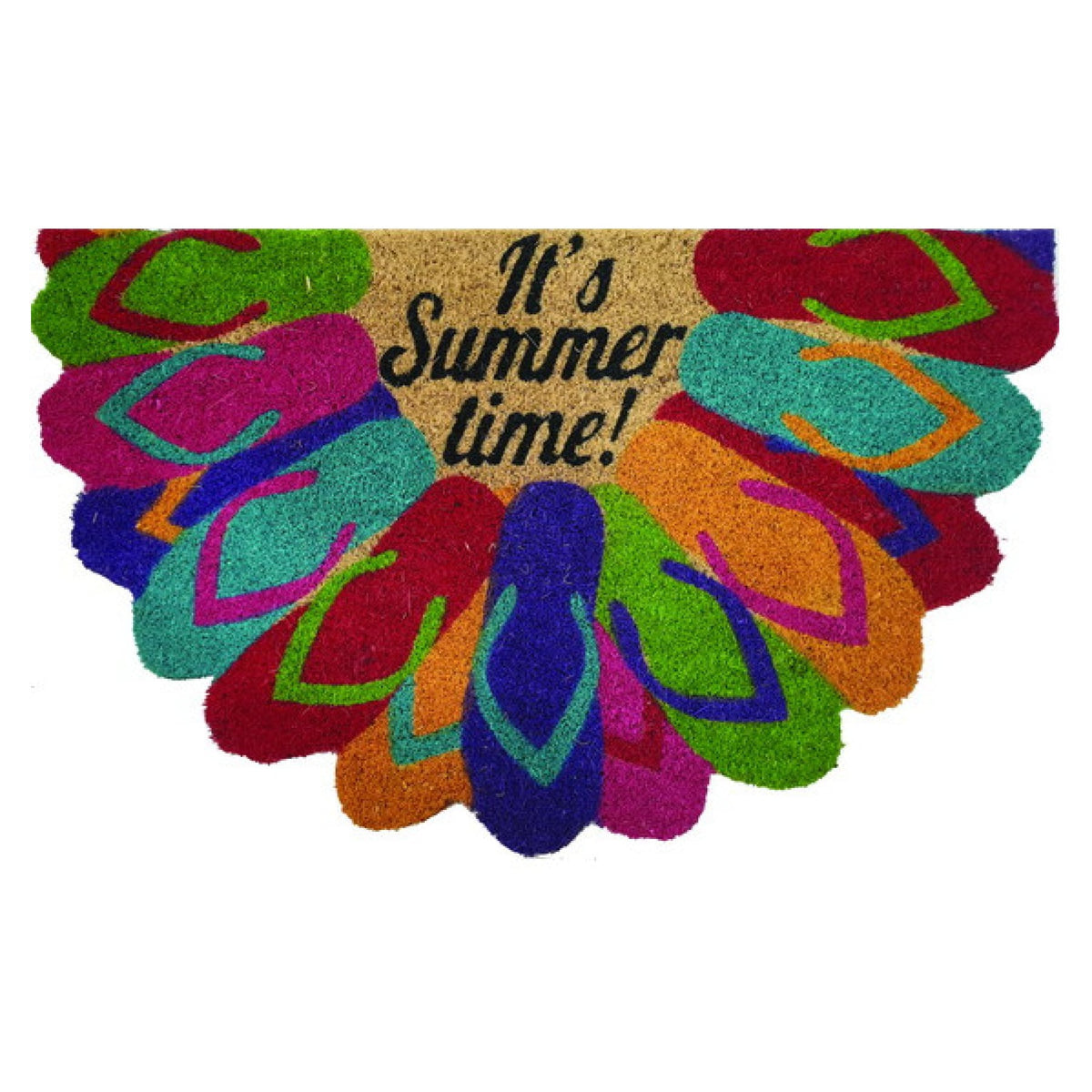 Coir Doormat 45 x 75 cm Beach Surf Coastal Thongs Print Low Profile Non-Slip Latex Backed Front Door Entrance Mat