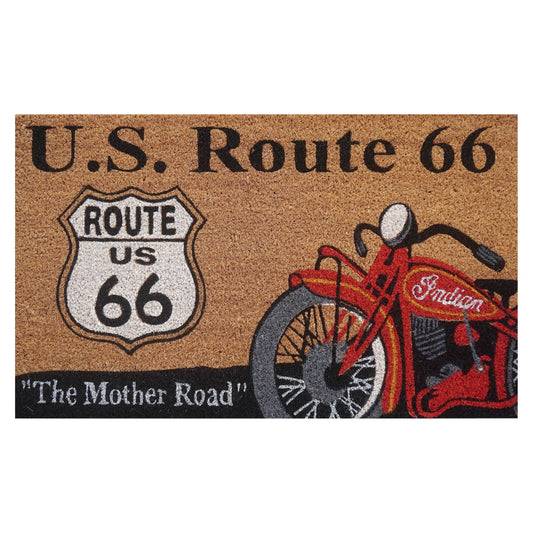 Door Mat Deluxe Coir Latex USA Route 66 Motorbike 45 x 75 cm Doormat