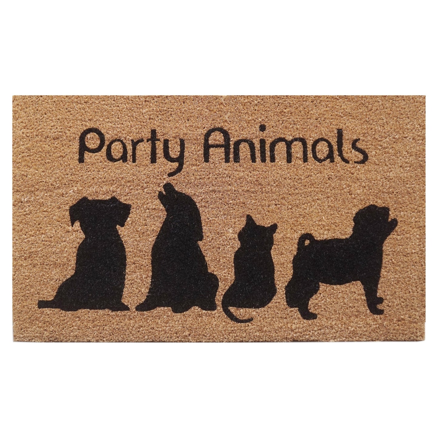 Door Mat Deluxe Coir Latex Party Animals Cat Dog Kitten Puppy 45 x 75 cm Doormat