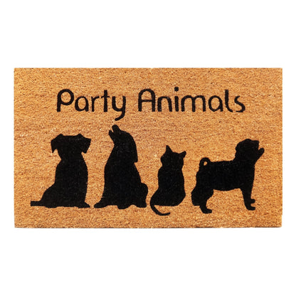 Coir Doormat Non Slip Latex Backed Pet Dog Cat Party Animals Slimline Low Profile Front Entrance Door Mat 45 x 75 cm