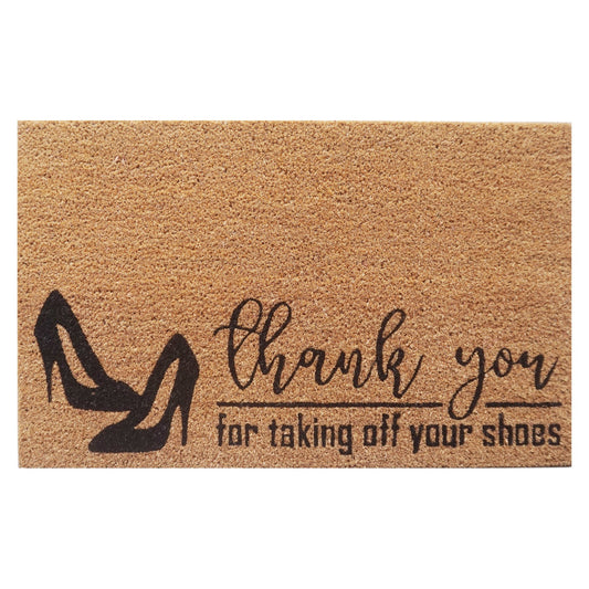 Door Mat Deluxe Coir Latex Shoes Off 45 x 75 cm Doormat