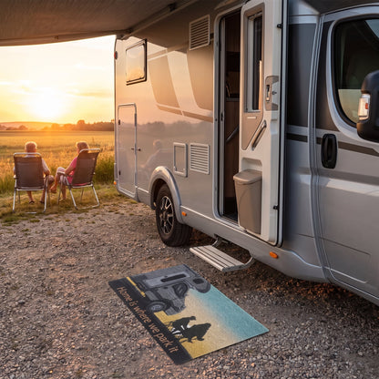 Motorhome Camping Coir Doormat 45 x 75cm Non-Slip Outdoor Entrance Welcome Mat Boot Scraper for Caravan Campervan RV