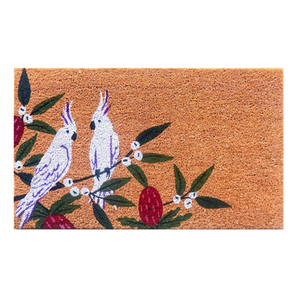 Australian Cockatoo Coir Doormat 45 x 75 cm Front Door Welcome Mat Outdoor Low Profile Entrance Shoe Scraper