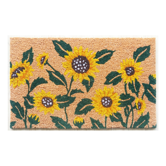 Sunflower Coir Doormat 45 x 75 cm Non-Slip Latex Backing Coconut Fibre Dirt Scraper Front Door Entrance Welcome Mat